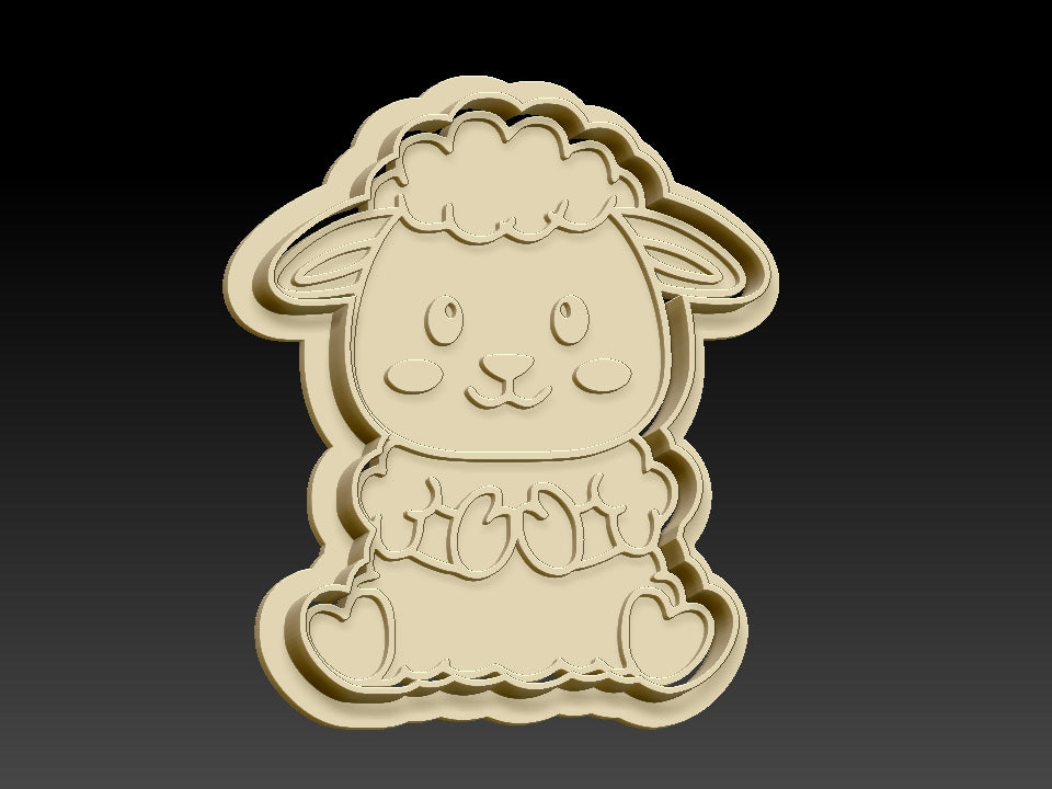 Easter Lamb, Cookie Cutter with Stamp and Cutter