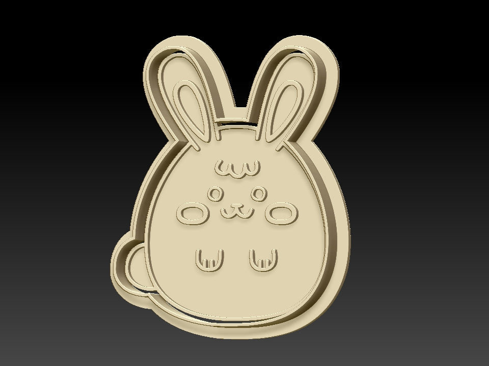 Easter Bunny Cute, Cookie Cutter with Stamp and Cutter