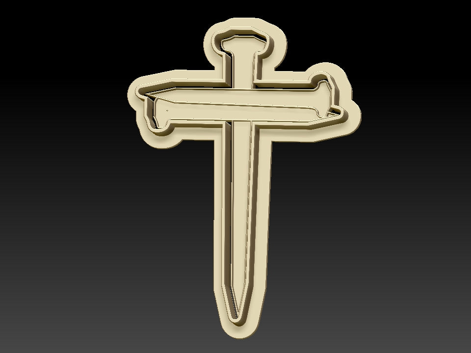 Easter Rugged Cross, Cookie Cutter with Stamp and Cutter